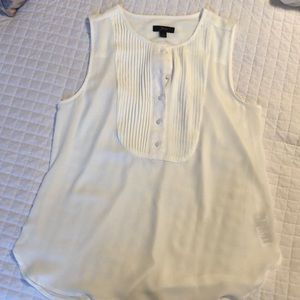J. Crew Ivory Chiffon Tuxedo Placket Tank Sz S NWT